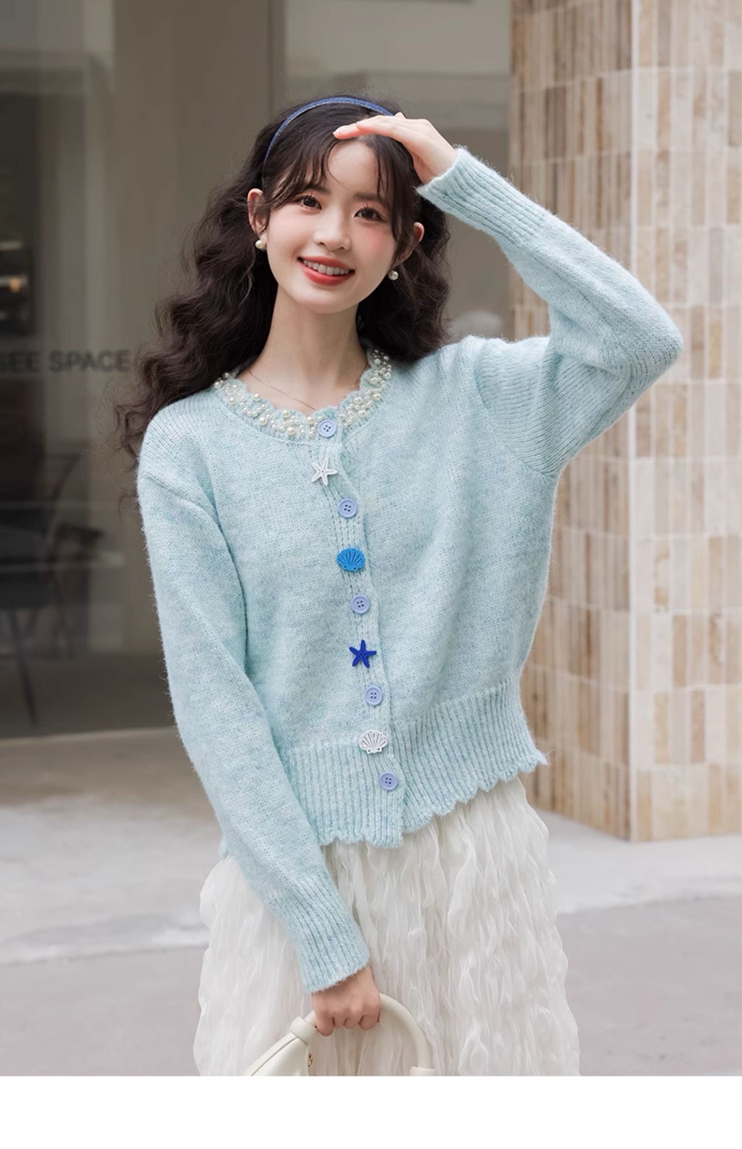 Sweet soft and gentle sweater for women in autumn new round neck loose slim knitted cardigan jacket