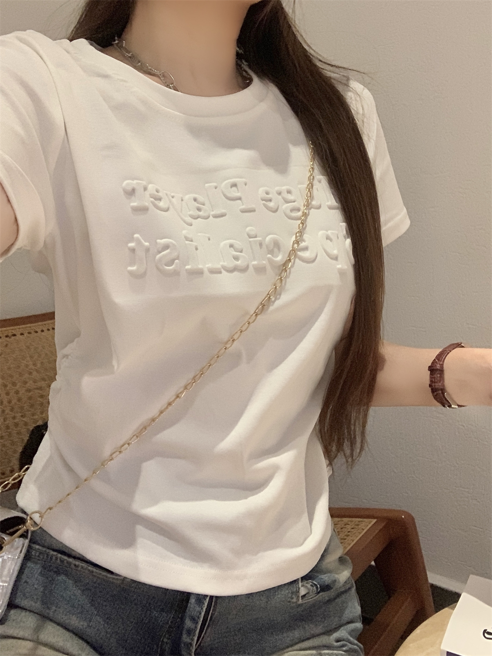 40 pure cotton 210g 92 cotton/8 spandex short-sleeved T-shirt for women waist foam