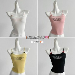 Pure letters suspender vest for women in summer sweet hottie sexy inner short top with breast pad