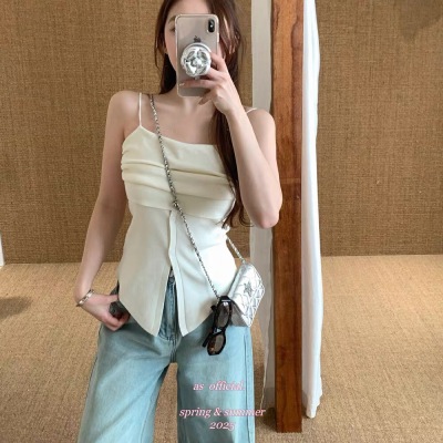 AS OFFICIAL博主穿搭修身顯瘦簡約時尚吊帶百搭法式吊帶背心背心