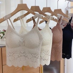 蕾絲性感吊帶背心女打底免穿文胸外穿顯瘦舒適美背內衣