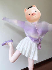 Unique and beautiful spring clothes for women 2025 new purple gradient long-sleeved T-shirt top