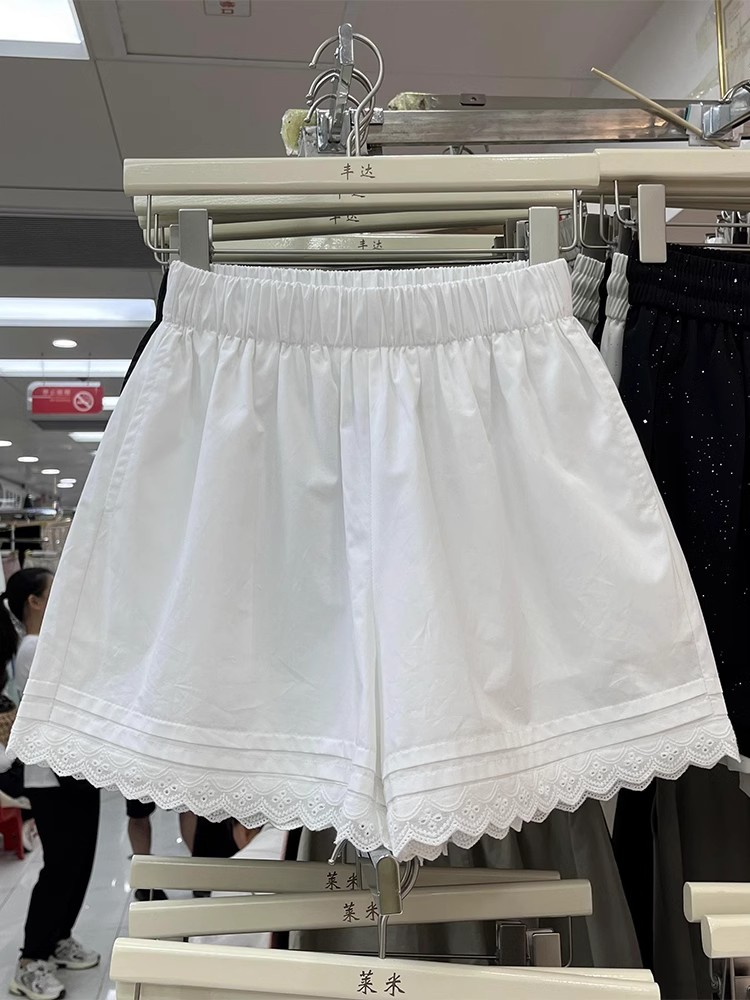 Official image~ Original fabric with lining + 3D waistband Korean style lace edge loose casual pants for women