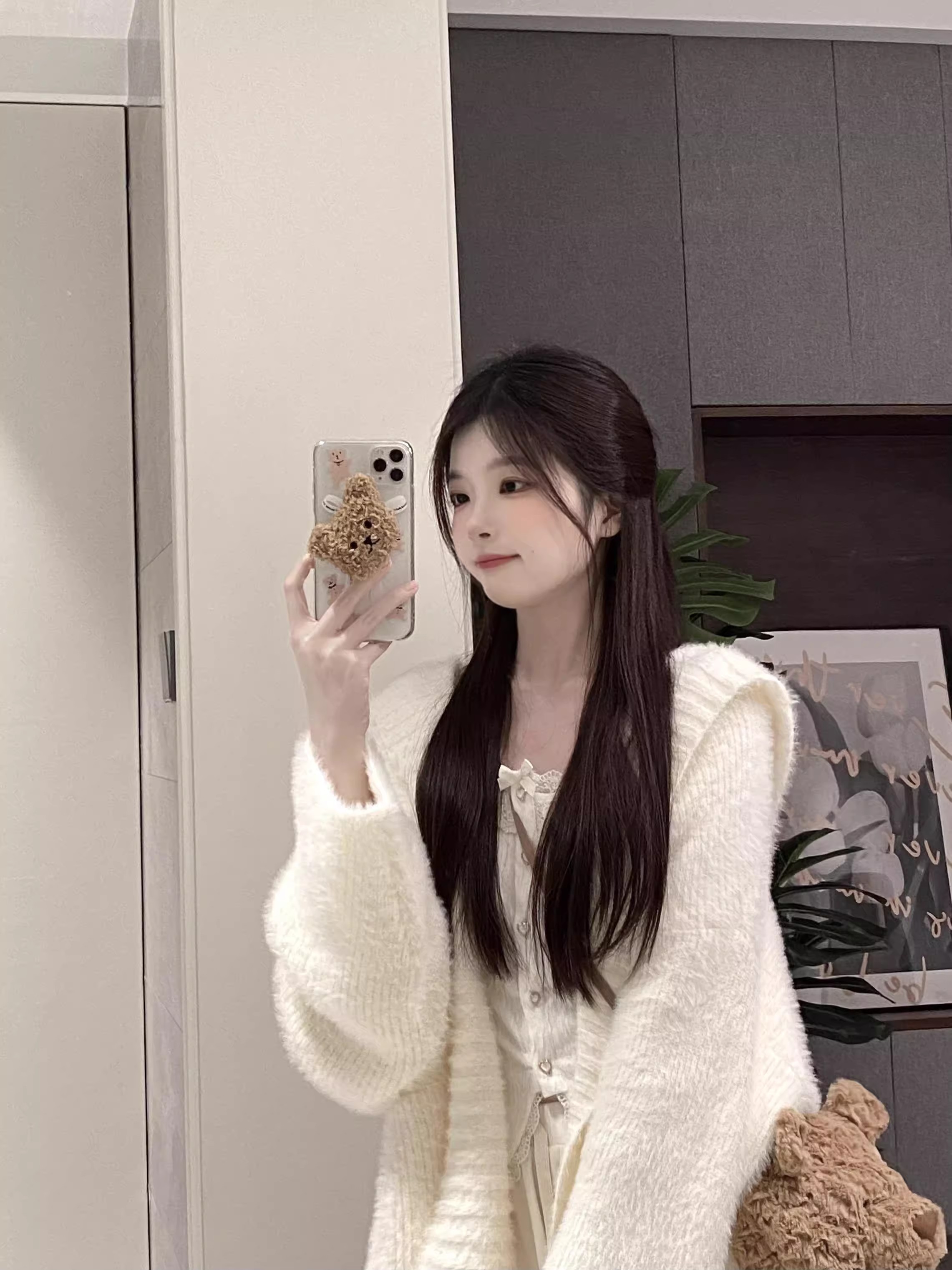 Gentle style hooded sweater jacket for women in early autumn loose lazy soft soft Korean milk fufu knitted cardigan top