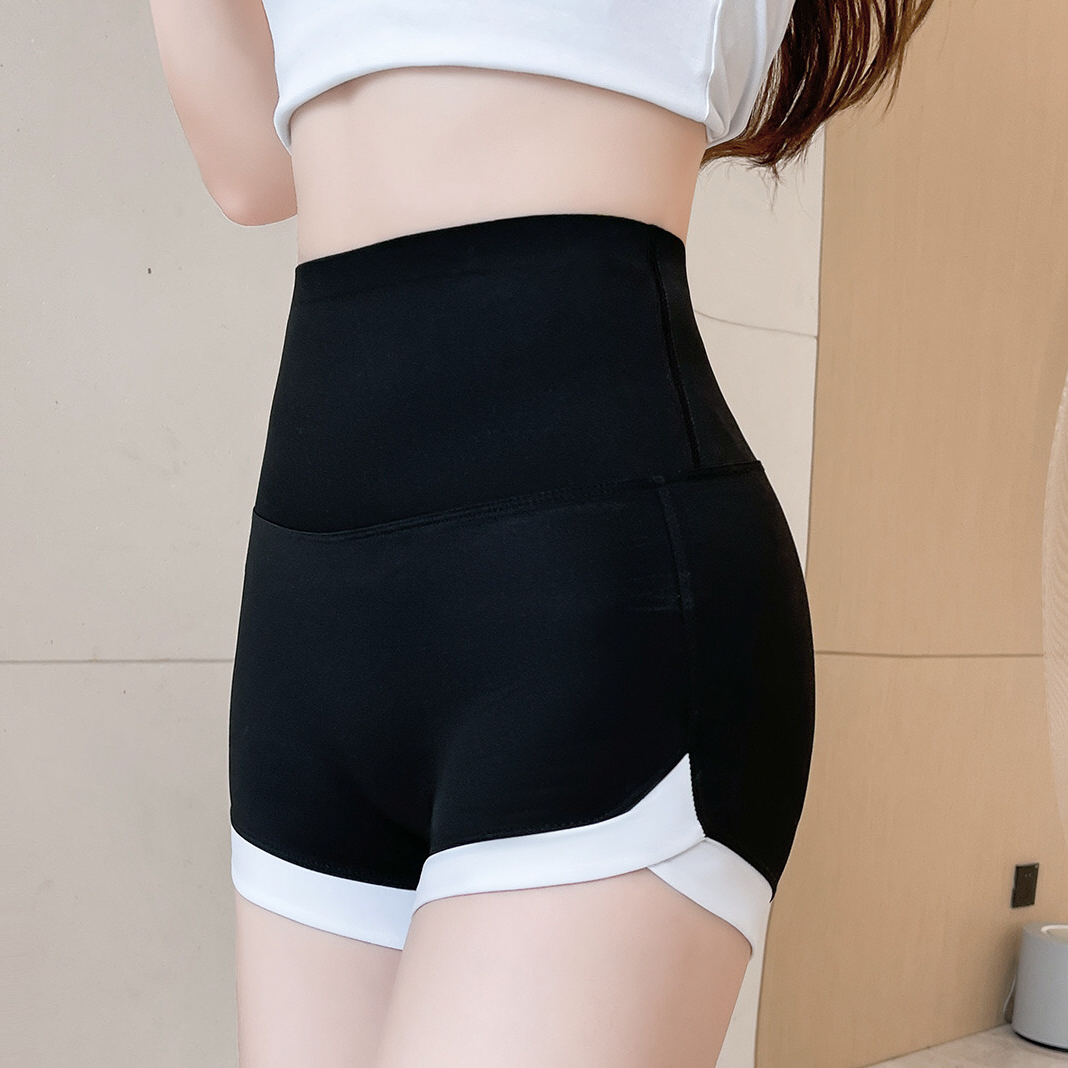 Price ~ No embarrassing line lifting hips outside with thin sports base shorts spliced ​​contrasting safety pants for women