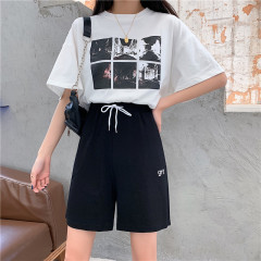 -實拍65/35魚鱗夏季新款寬鬆休閒顯瘦運動闊腿五分短褲女