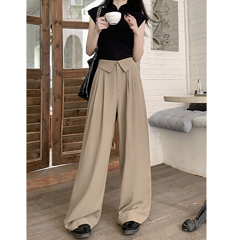 Real shot!  2025 new casual pants design suit pants for women straight high waist slimming loose pants
