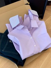 官圖~原版做工面料 天貓質量法式高級感紫色襯衫女