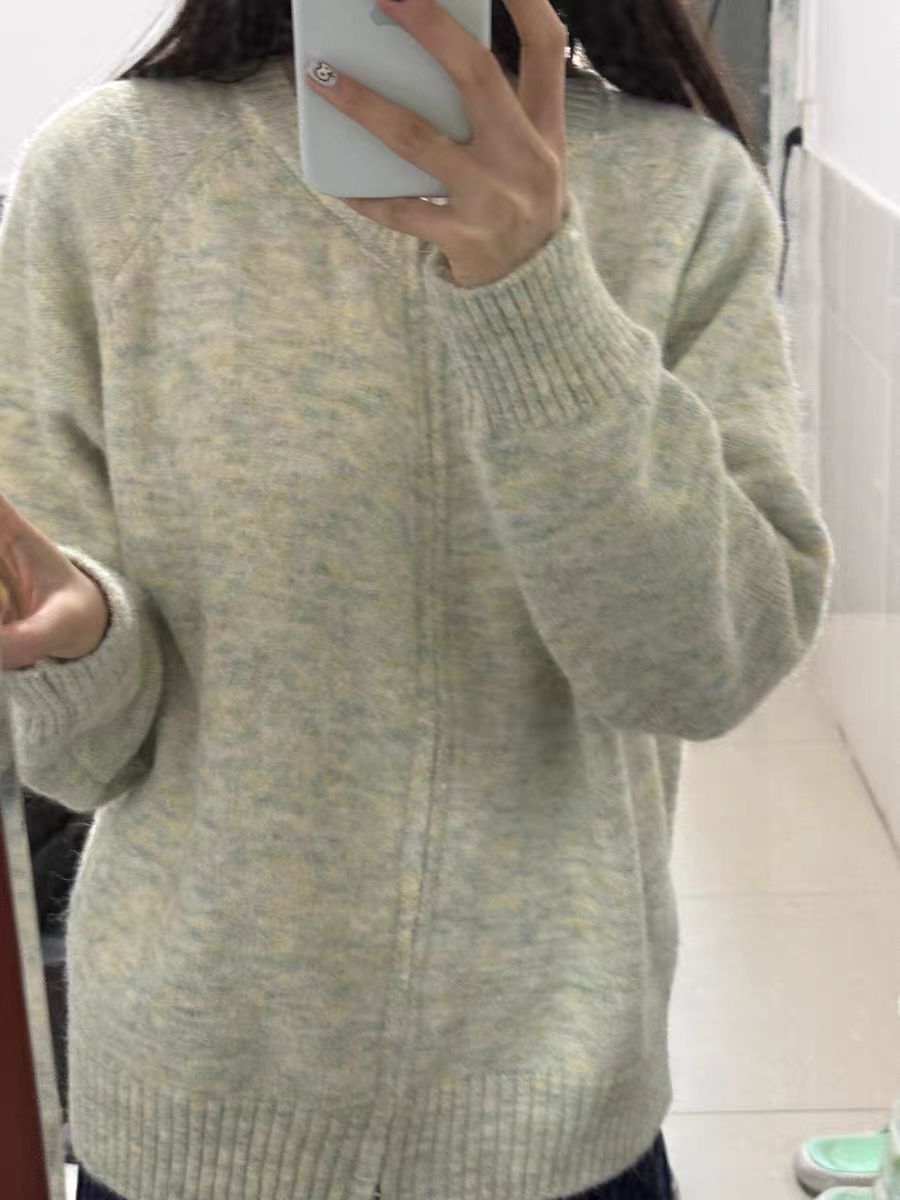 New autumn and winter women's half-height long-sleeved pullover solid color loose design twist sweater knitted base shirt for women
