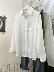 Striped thin shirt for women's spring jacket new French design niche loose top