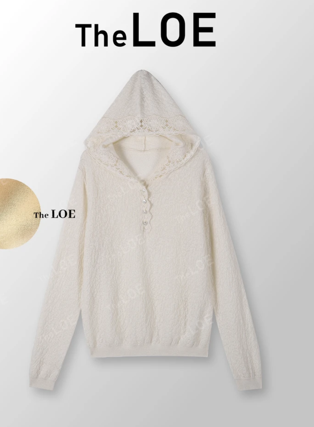 2025 spring new knitted sweater French unique temperament luxury high quality white hooded underwear top