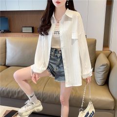 實拍2025夏季中長款襯衫薄款外套百搭洋氣防曬衣防曬服女