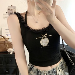 Pure Pink Lace Lace Sling Vest for Women Spring and Summer 2025 New Style Outer and Inner Slim Top