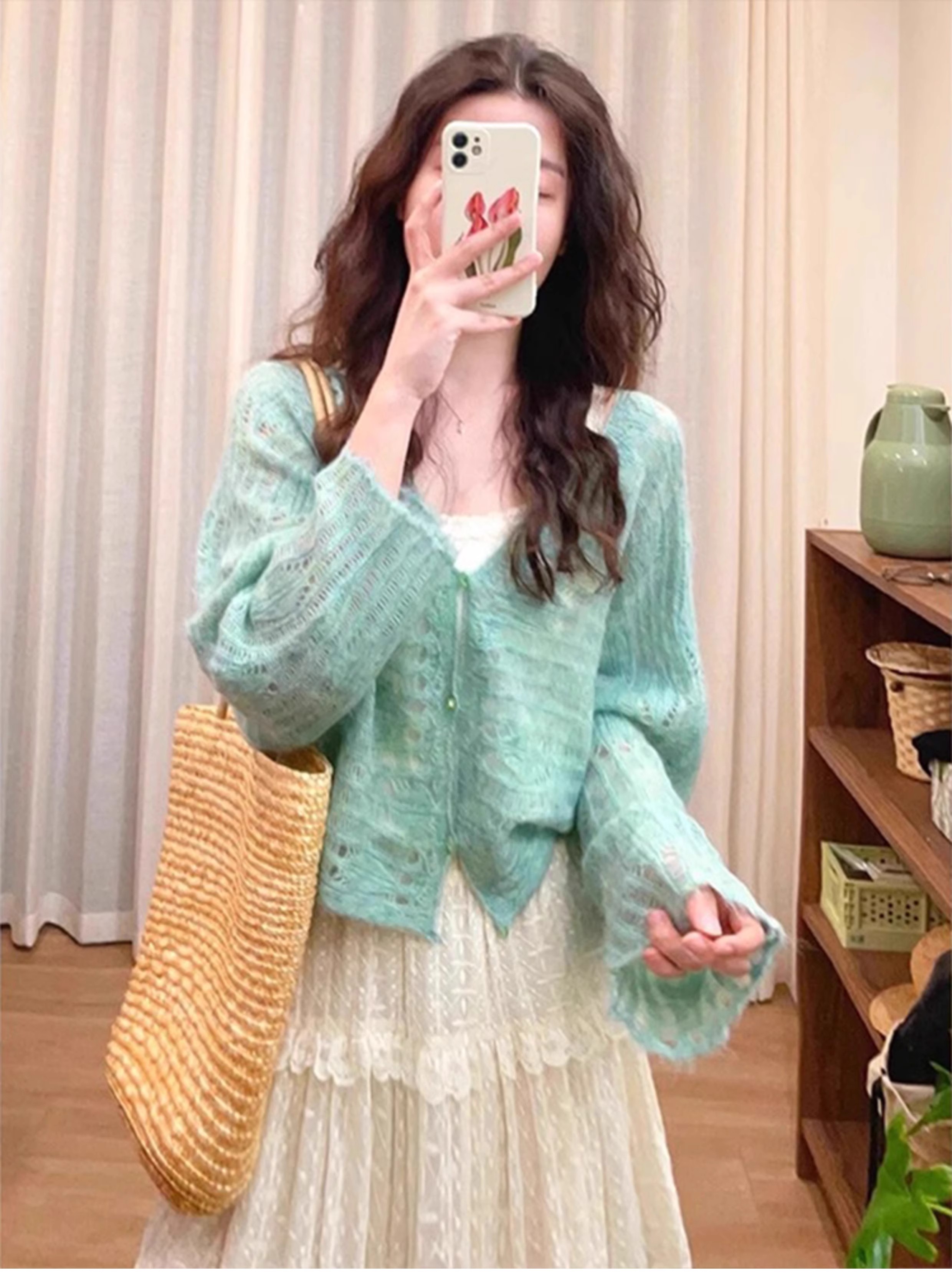 theWangs嬰駝毛羊毛針織衫開衫女2025春秋氣質毛衣顯瘦上衣小個子