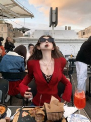 Traffic password atmosphere outfit v-neck real two-piece half-open buckle slim body slim and slim body sling suspender vest