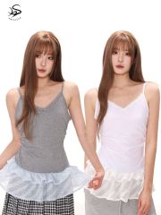Korean chic ballet style double layer gauze skirt butt curtain suspender top summer small hot girl slim fit vest women