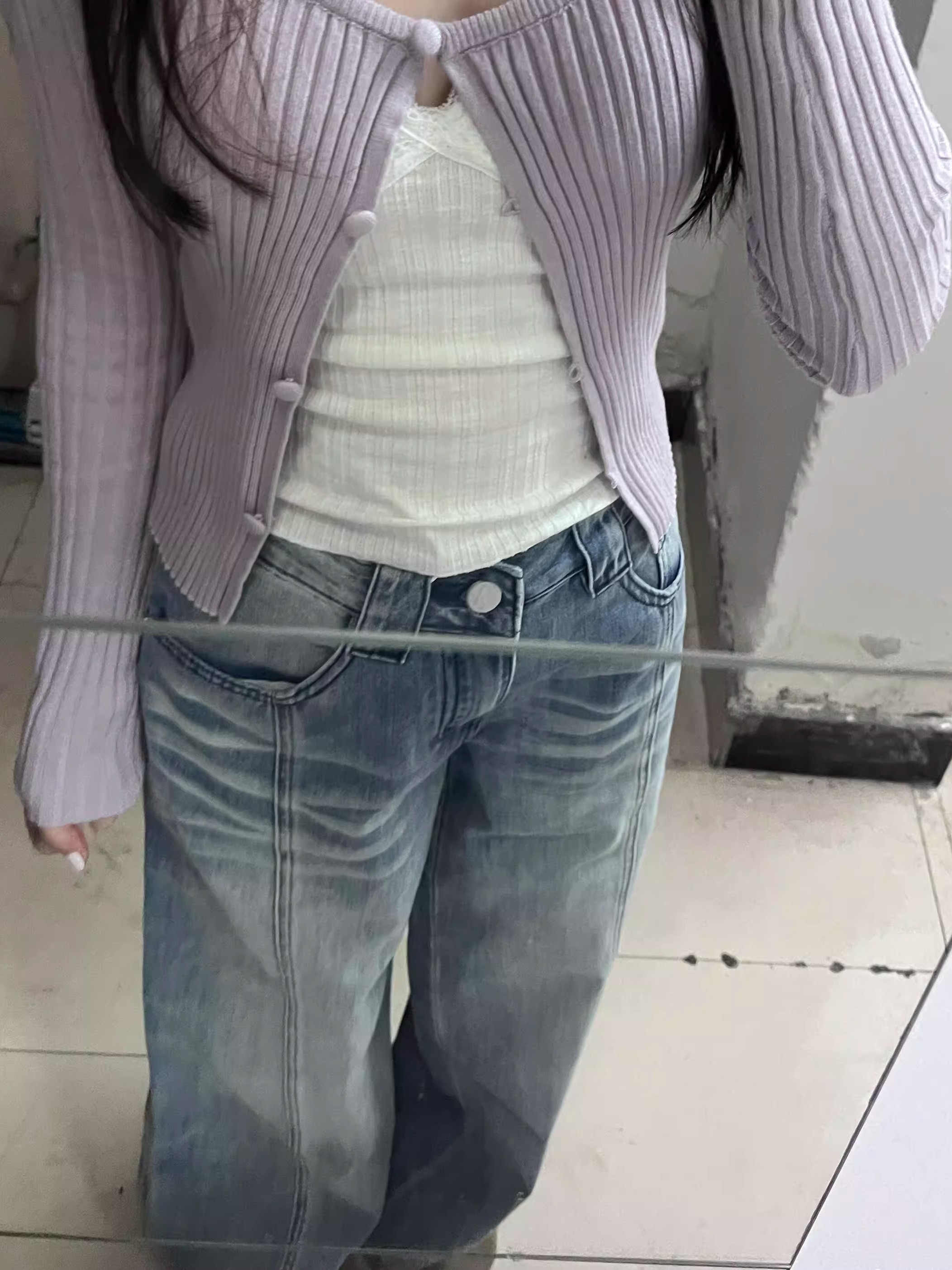 Purple slim long-sleeved top 2025 spring brightly dressed in knitted cardigan