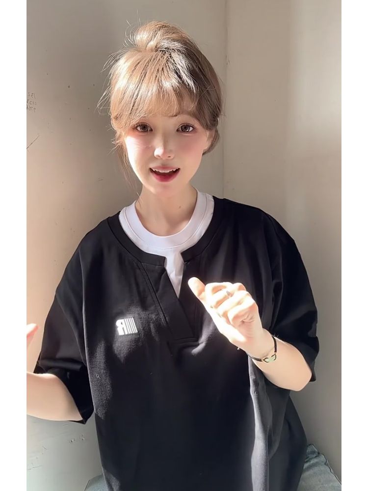 Korean chic pure cotton fake two-piece short-sleeved T-shirt for women short-sleeved T-shirt for women in summer new loose versatile top trendy