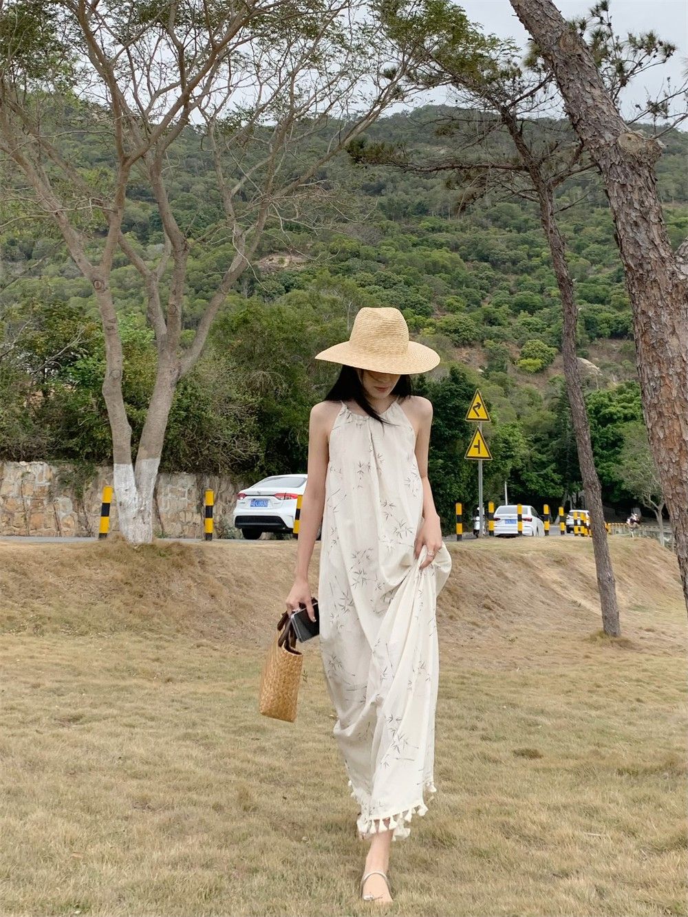 新中式流蘇步搖連衣裙女2025夏季新款氣質清冷感復古改良a字長裙