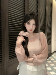 ~Photographed~ Early Spring New French Sweet and Gentle Style Chic Net Sun Protection Shirt Three-Piece Set for Women