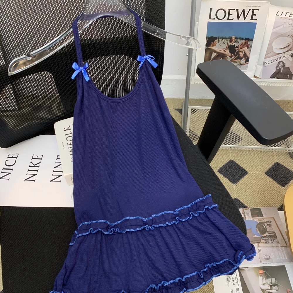 Korean cotton earrings neck halter vest summer sweet small slim fit inner top
