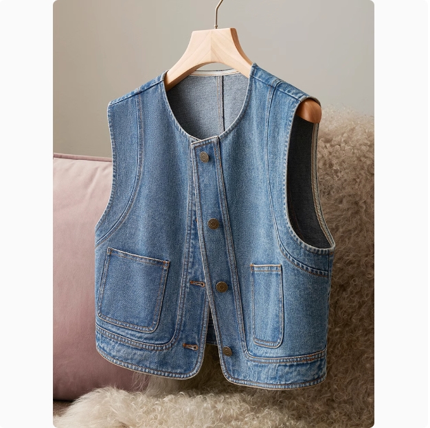 Fashionable and trendy denim vest women's new versatile design niche spring and autumn outside wear casual high-end large size