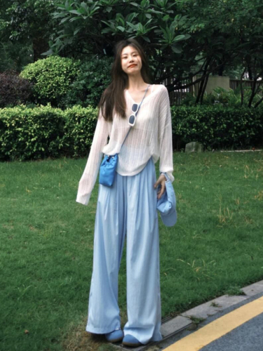 Spot summer refreshing drying lazy wind sun protection long-sleeved shirt drooping Yamamoto pants casual pants suit women's summer