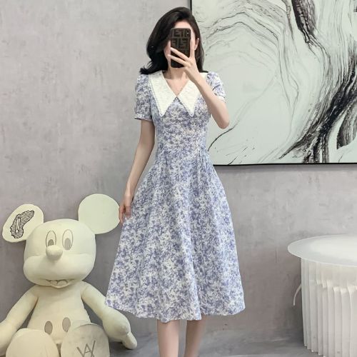 Real-life photos of the French doll collar floral dress for women in summer new high-end niche design long skirt