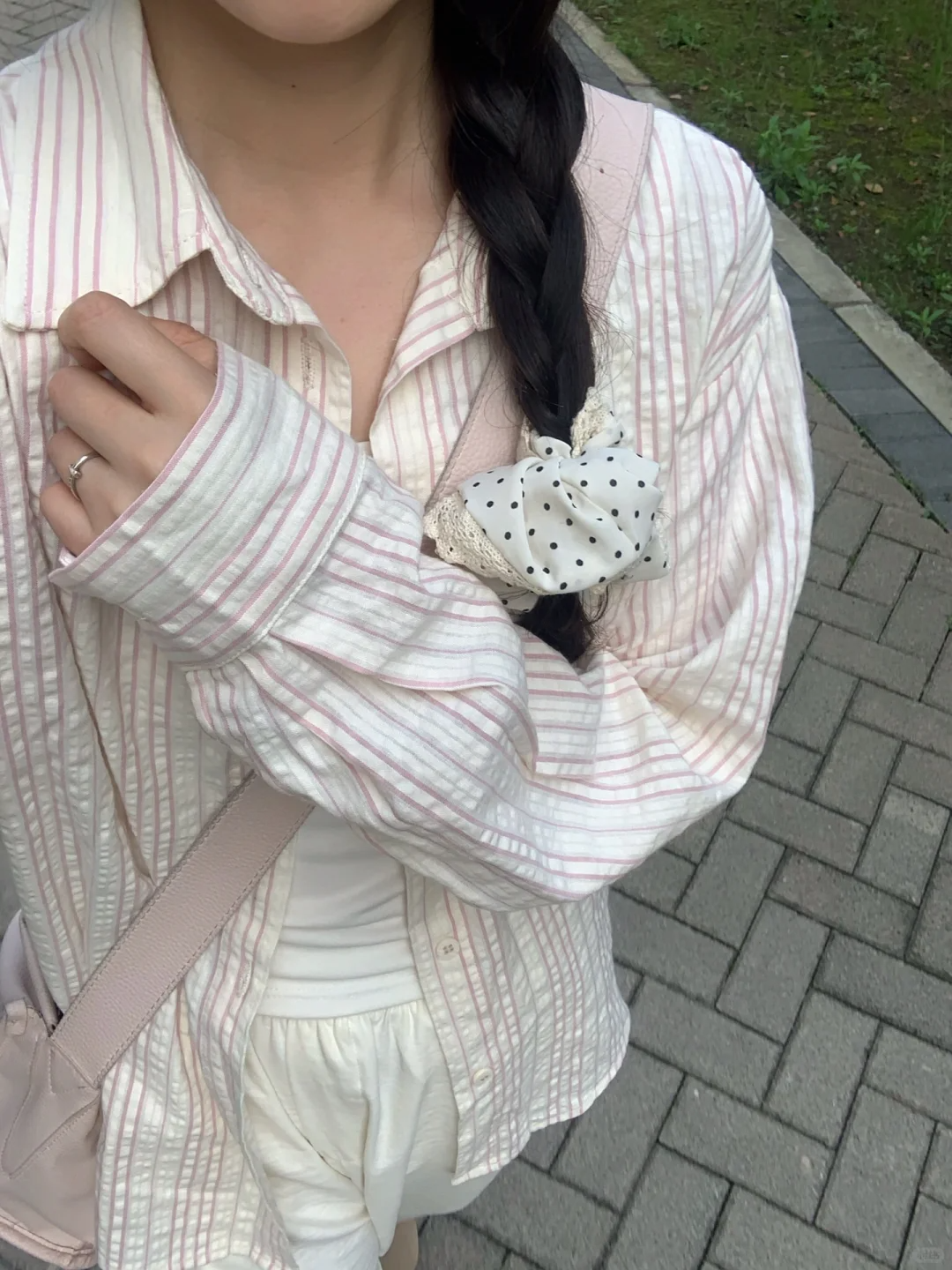 women's pink cotton striped shirt