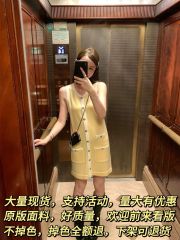 精緻小奢 高級撞色小香針織裙直筒顯瘦微寬鬆無袖背心連衣裙