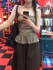 Montague is available~Korea 2025 spring women pure leopard print outer wear strapless top