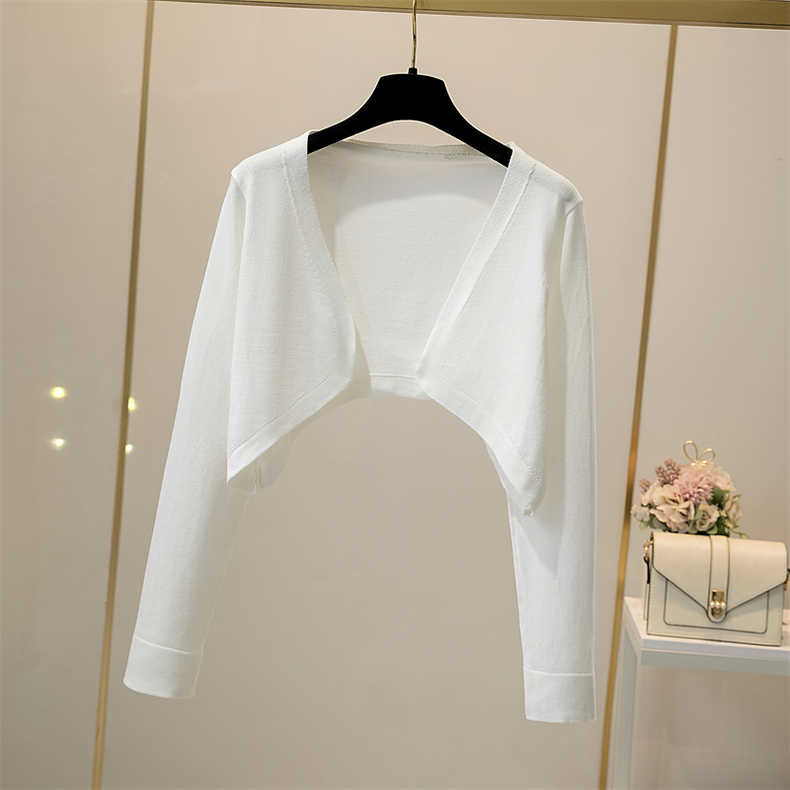Summer Short-Sleeve Cardigan Thin Knit Top Women's Open Shirt Ice Silk Outer Cover Shirt Covering Coat Sun Protection Jacket