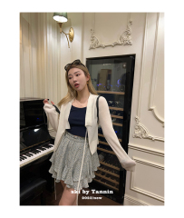 skibyTannin 夏日氣質軟糯系帶針織開衫女寬鬆短上衣外套空調衫薄