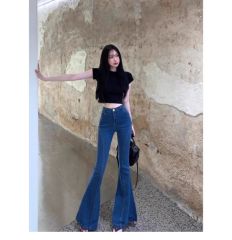 High-waisted slim big bell-bottom pants for women in spring 2025 new pants retro Hong Kong style slim light-flare jeans