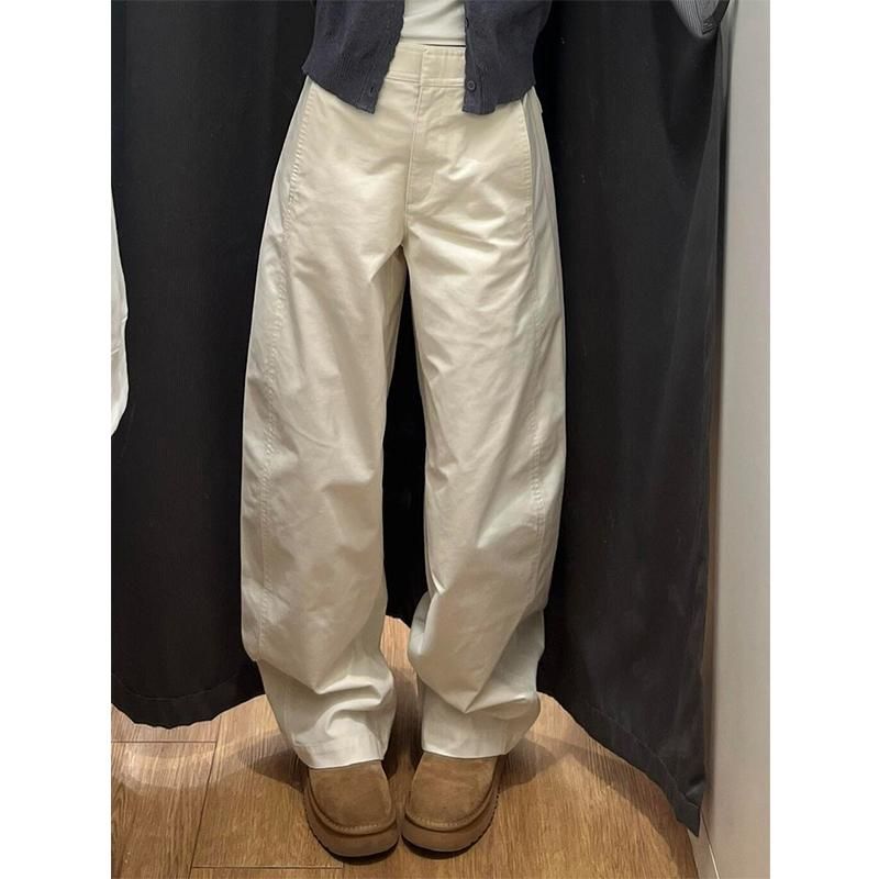 Off-white scimitar pants for men and women American retro silhouette work pants u home slim loose wide-leg straight pants