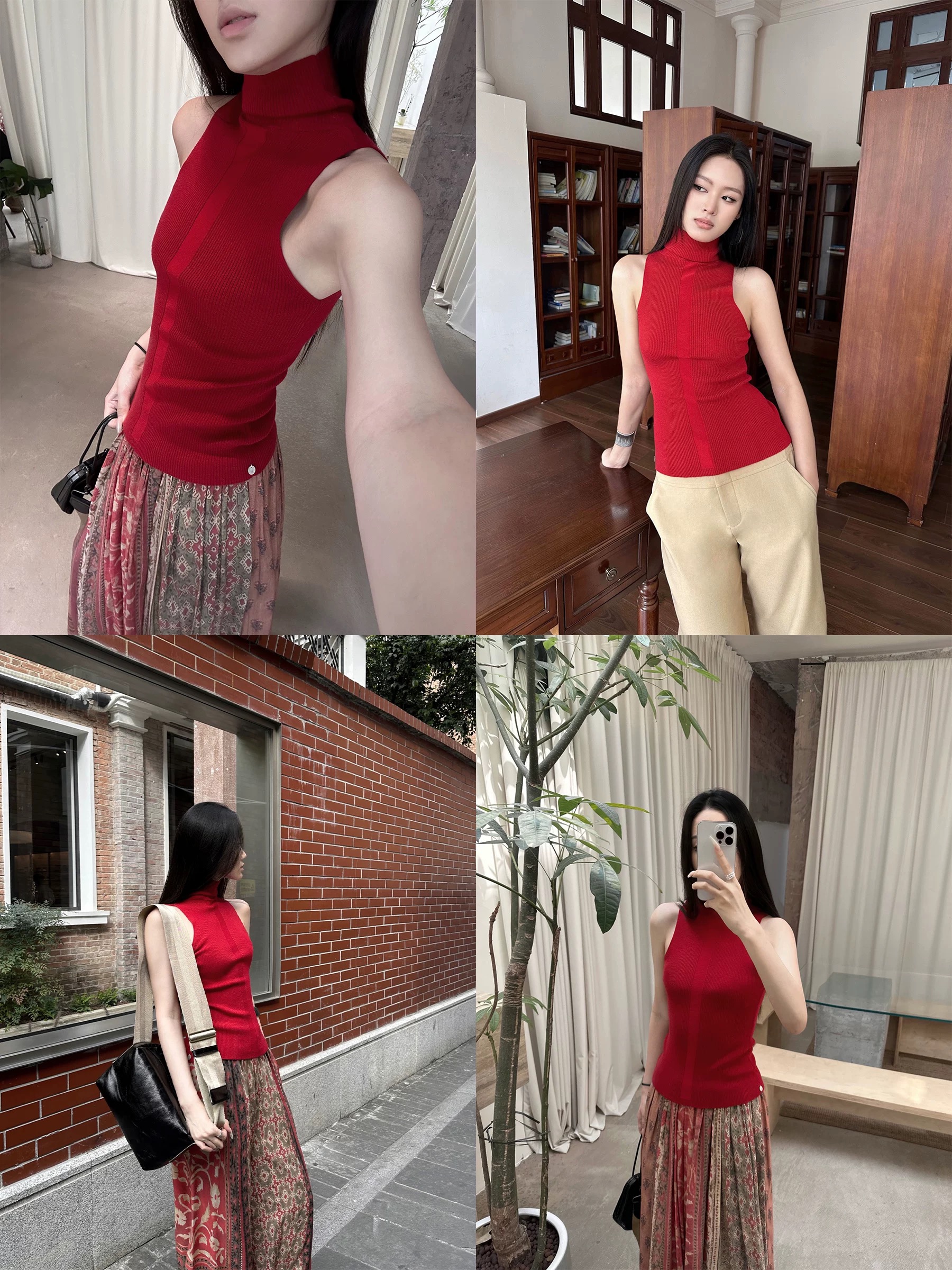 5werkwen ancient aesthetics five-color wool blend knitted suspender vest turtle collar basic versatile style