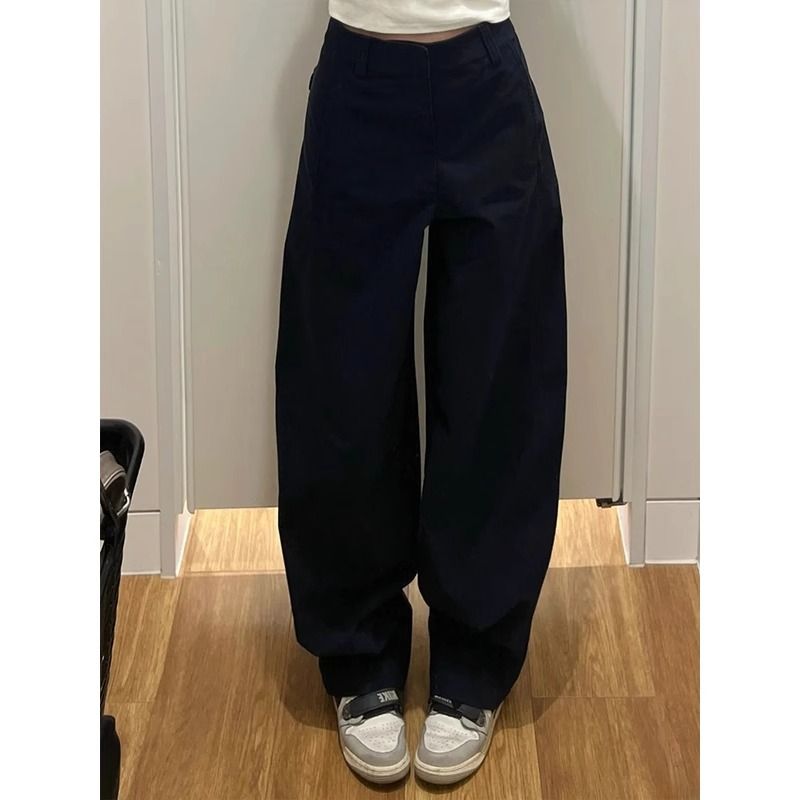 American retro black scimitar casual pants luxury niche street frying pants cleanfit draped wide-leg straight pants