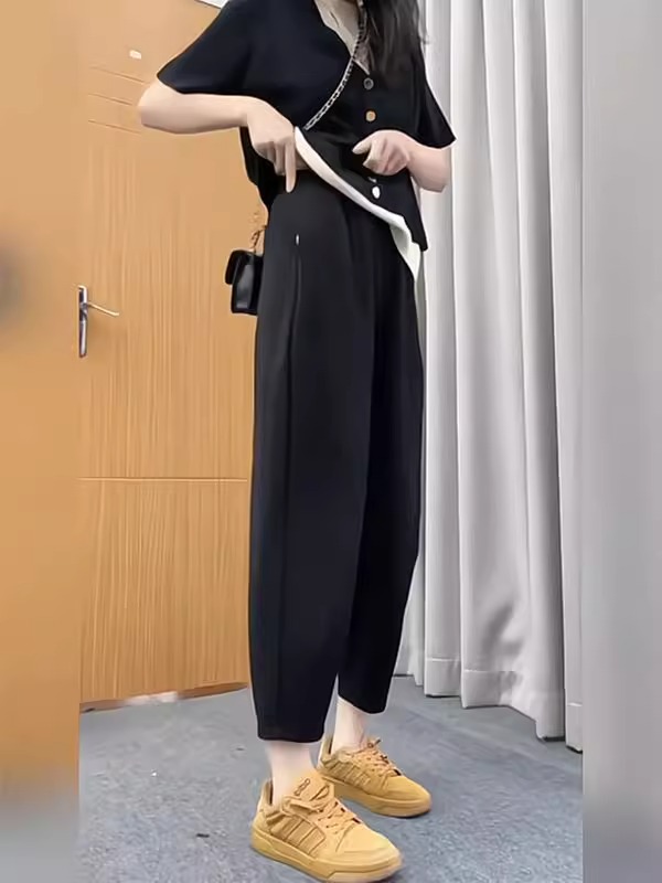 New pear-shaped body narrow version of Harem pants for women, large size fat mm slim dad pants casual carrot pants