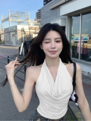 純欲氛圍感盪領背心女夏季修身顯瘦韓系吊帶上衣T恤