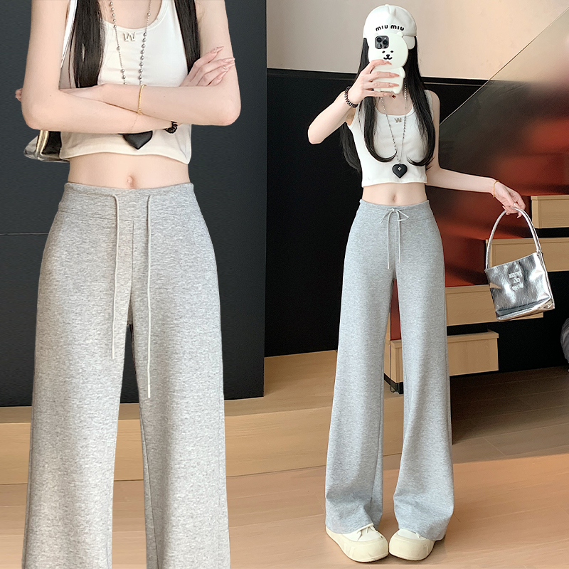 Real shots, wide waist, high waist, slimming and high sports casual pants, drape straight-tight casual pants