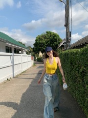 NanaByNana Milan Guide V-neck sweater for women's spring new hollow cross-stretched rope top