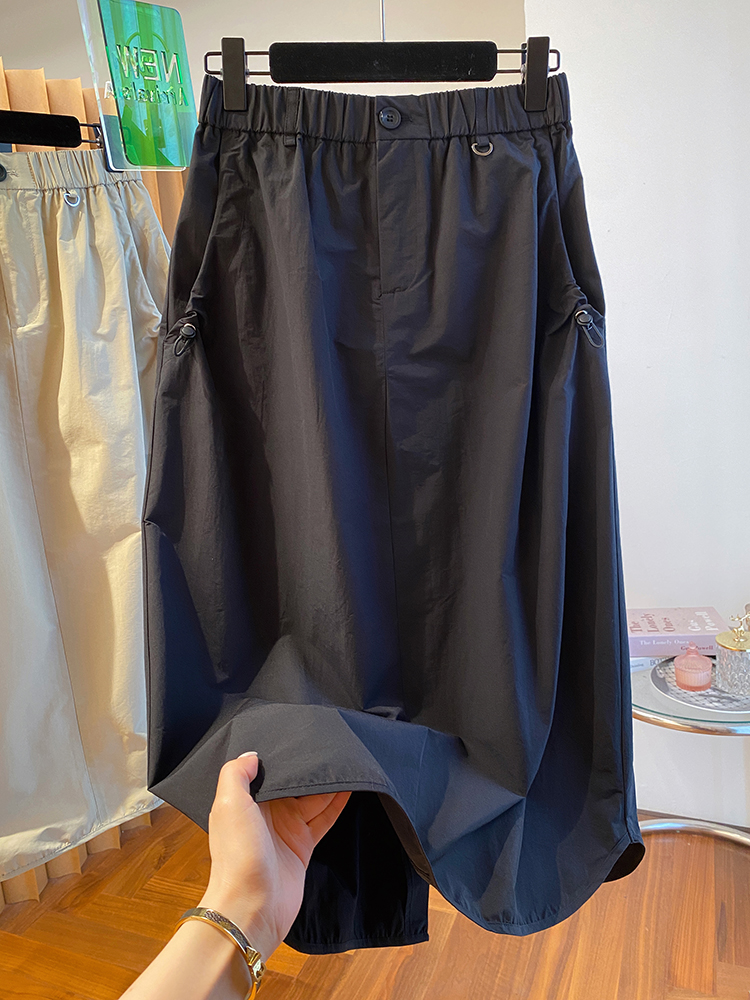 Large size high-end touching workwear straight skirt for women in spring and summer fat mm high waist A-line slim and small hip-covered skirt