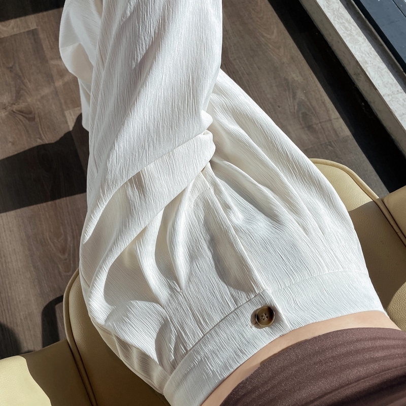 Real-life photos spot 2025 summer new texture ice silk cool suit pants thin high waist narrow wide-leg pants for women