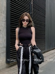 Yuanyuan Qingshang Sweater for Women 2025 New Spring High-end Vest Irregular Vest Base Top