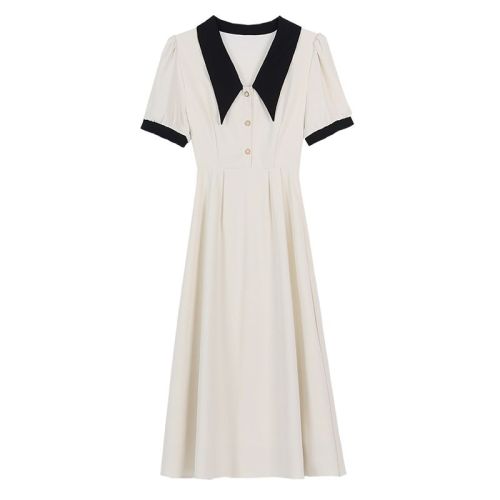 Real shot of new summer high-end French temperament dress teaching interview clothing long skirt design niche skirt