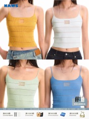 NAWS 3-carat ice-sensing knitted vest, Damon series beaded striped slim fit top