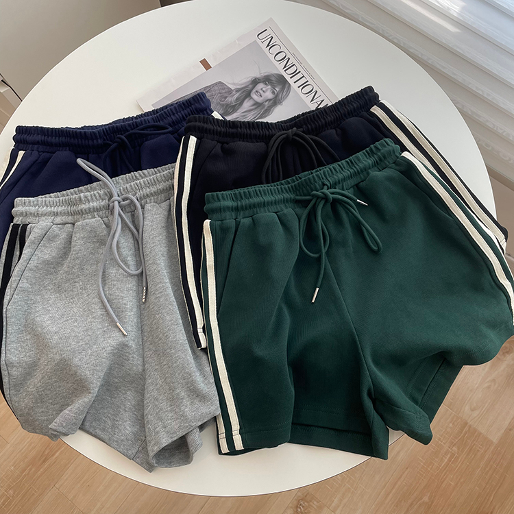 Official photo of pure cotton Hua cotton 310g summer versatile casual wide-leg shorts at home wearing sports hot pants for women