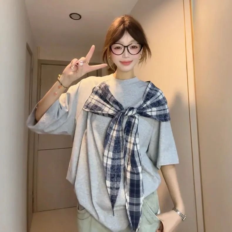 原版做工   原布格子+訂標 19支220克純棉 螺紋領+包邊拉肩