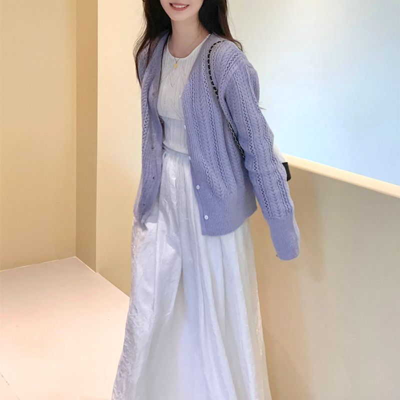 Early spring outfit suit 2025 spring new style salt-type light-produced knitted cardigan