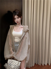 實拍~2025新款夏季冰絲輕薄外套寬鬆顯瘦防曬衫連帽上衣女